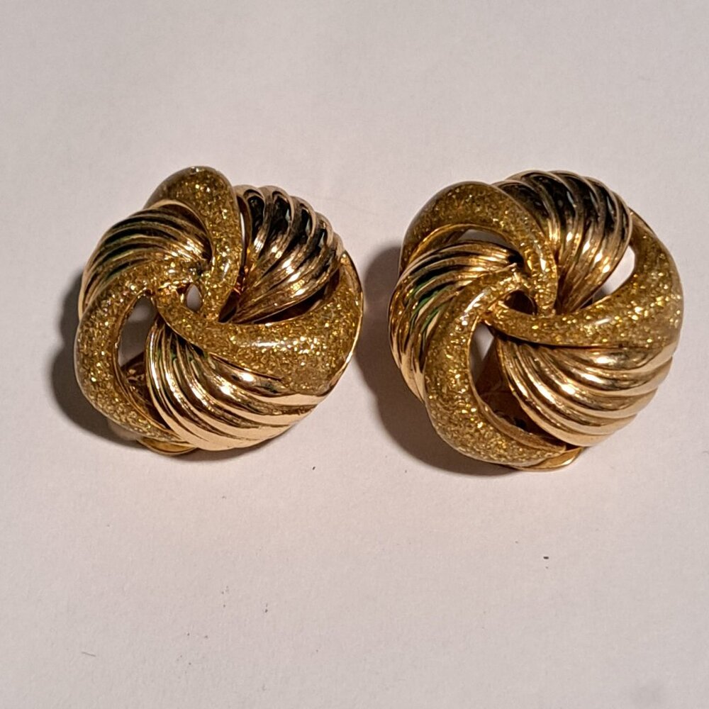 Orena Paris gold tone and glitter clip on earrings